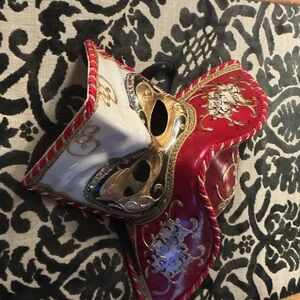 Elegant Red and Gold Venetian Mask